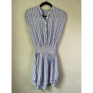 Rails Angelina Dress Blue White Striped Sleeveless Mini Smocked Waist